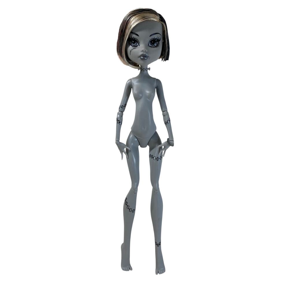 Monster High Skull Shores Frankie Stein B&W NUDE Doll #X0593 (2011) G1 w/Jewelry